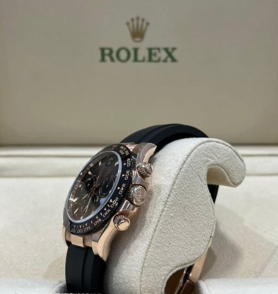 Rolex Daytona Rose Gold Daytona Oysterflex Chocolate Brown Dial 2023 116515ln Box And Papers