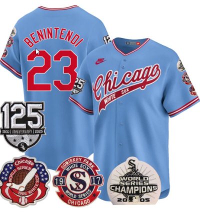 Andrew Benintendi Jersey 23 Chicago White Sox 125th Anniversary World Series Champions Blue