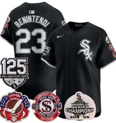 Andrew Benintendi Jersey 23 Chicago White Sox 125th Anniversary World Series Champions Black