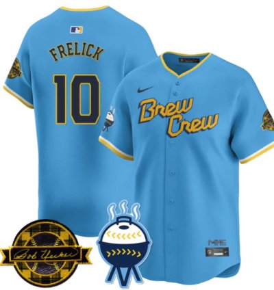 Sal Frelick Jersey 10 Milwaukee Brewers 2025 Limited Bob Uecker Patch Stitched City Connect