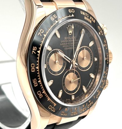 Rolex Daytona Rose Gold Oysterflex Black Dial 116515ln Box Papers 2023