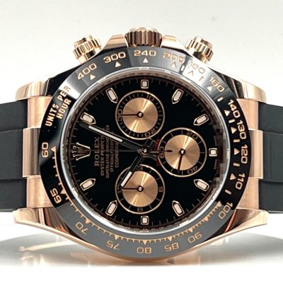 Rolex Daytona Rose Gold Oysterflex Black Dial 116515ln Box Papers 2023