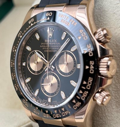 Rolex Daytona Rose Gold Oysterflex Black Dial 116515ln Box Papers 2023