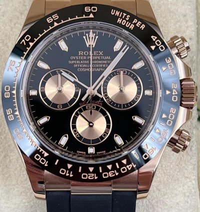 Rolex Daytona Rose Gold Oysterflex Black Dial 116515ln Box Papers 2023
