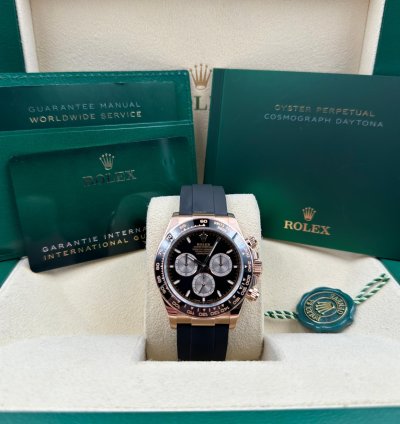 Rolex Daytona Rose Gold Oysterflex Black Dial 126515ln Unworn 2024