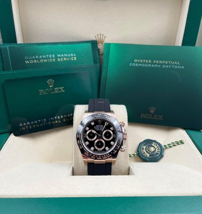 Rolex Daytona Rose Gold Oysterflex Black Diamond Dial 116515ln Box Papers 2022