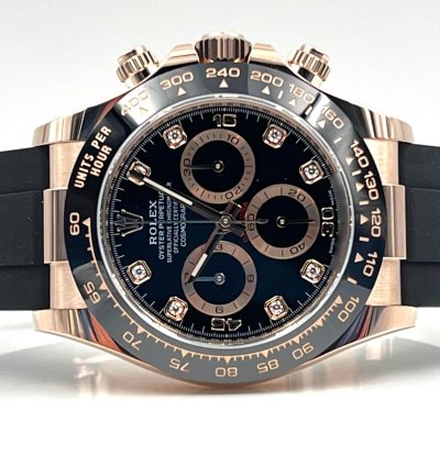 Rolex Daytona Rose Gold Oysterflex Black Diamond Dial 116515ln Box Papers 2022