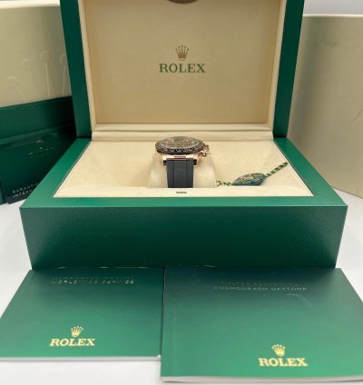 Rolex Daytona Rose Gold Oysterflex Black Diamond Dial 116515ln Box Papers 2022