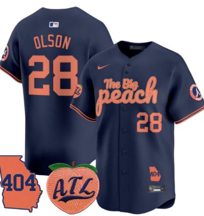 Matt Olson Jersey 28 Atlanta Braves 404 The Big Peach Premier Limited Stitched Navy