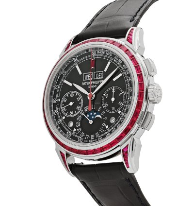 Patek Philippe Perpetual Calendar Chronograph Grand Complications 5271 12p-001 Perpetual Calendar Platinum Black Dial Ruby Bezel
