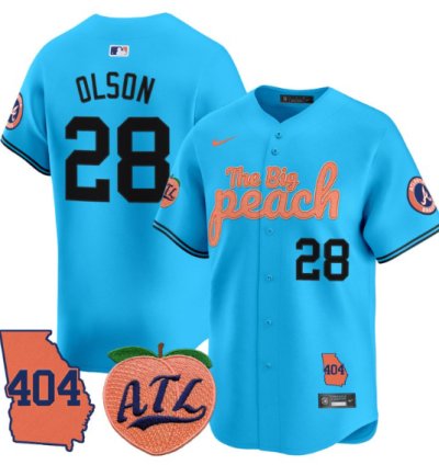Matt Olson Jersey 28 Atlanta Braves 404 The Big Peach Premier Limited Stitched Light Blue