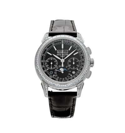 Patek Philippe Perpetual Calendar Chronograph Grand Complications 5271p-001 Perpetual Calendar Platinum Black Dial Baguette Bezel