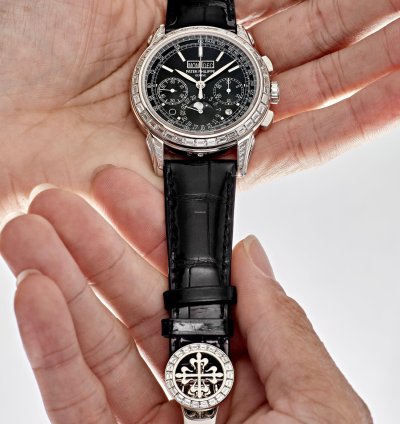 Patek Philippe Perpetual Calendar Chronograph Grand Complications 5271p-001 Perpetual Calendar Platinum Black Dial Baguette Bezel