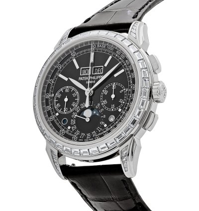 Patek Philippe Perpetual Calendar Chronograph Grand Complications 5271p-001 Perpetual Calendar Platinum Black Dial Baguette Bezel