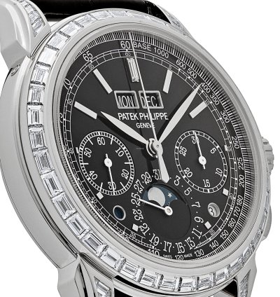 Patek Philippe Perpetual Calendar Chronograph Grand Complications 5271p-001 Perpetual Calendar Platinum Black Dial Baguette Bezel