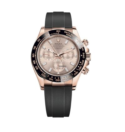 Rolex Daytona Rose Gold Oysterflex Pink Sundust Baguette Dial 116515ln