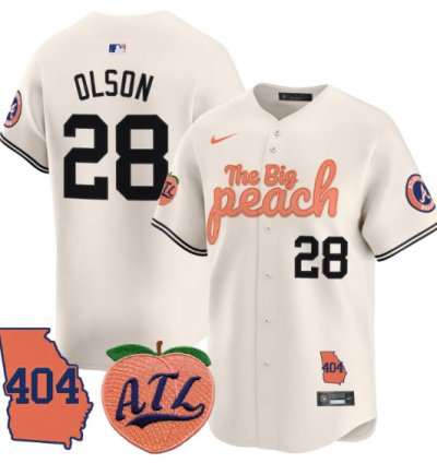 Matt Olson Jersey 28 Atlanta Braves 404 The Big Peach Premier Limited Stitched Cream
