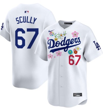 Vin Scully Jersey 67 Dodgers X Takashi Murakami 2025 Vapor Limited Stitched White