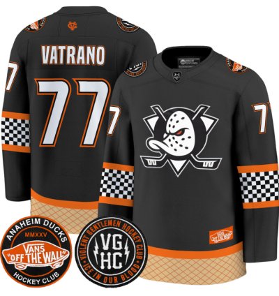 Frank Vatrano Jersey 77 Anaheim Ducks Checkerboard 2025 Premium Stitched Black