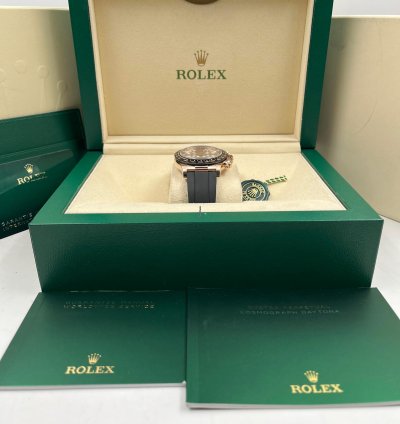 Rolex Daytona Rose Gold Oysterflex Pink Sundust Baguette Dial 116515ln Unworn 2023