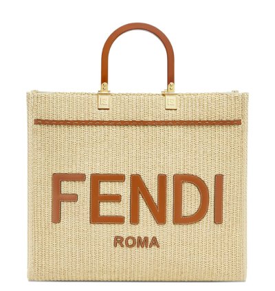Fendi Medium Sunshine Raffia Tote Bag