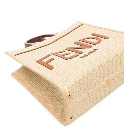Fendi Medium Sunshine Raffia Tote Bag