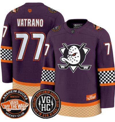 Frank Vatrano Jersey 77 Anaheim Ducks Checkerboard 2025 Premium Stitched Purple