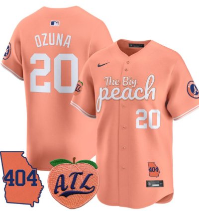 Marcell Ozuna Jersey 20 Atlanta Braves 404 The Big Peach Premier Limited Stitched Peach