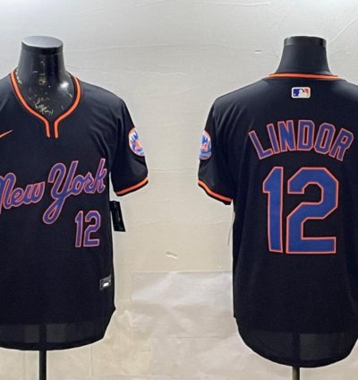 New York Mets Francisco Lindor Black Throwback Fashion Jersey