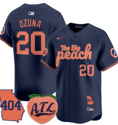 Marcell Ozuna Jersey 20 Atlanta Braves 404 The Big Peach Premier Limited Stitched Navy