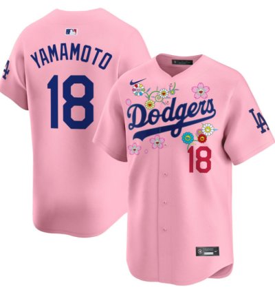 Yamamoto Jersey 18 Dodgers X Takashi Murakami 2025 Vapor Limited Stitched Cherry Blossom