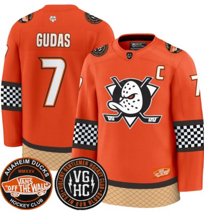 Radko Gudas Jersey 7 Anaheim Ducks Checkerboard 2025 Premium Stitched Orange