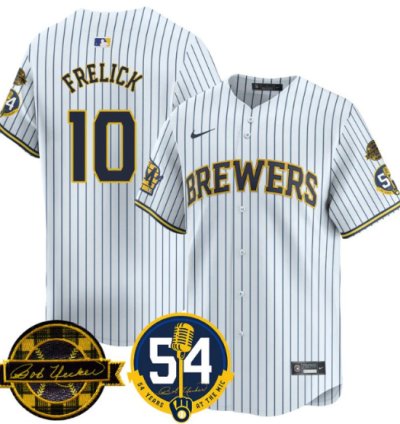 Sal Frelick Jersey 10 Milwaukee Brewers 2025 Bob Uecker 54 Seasons For Brewers Stitched White