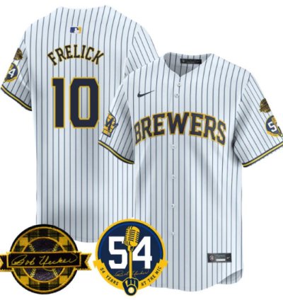 Sal Frelick Jersey 10 Milwaukee Brewers 2025 Bob Uecker 54 Seasons For Brewers Stitched White