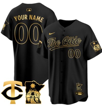 Custom Minnesota Twins Jersey 2025 City Connect Concept Stitched Black Gold
