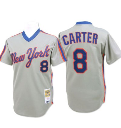 New York Mets Gary Carter Gray 1987 Throwback Pullover Jersey