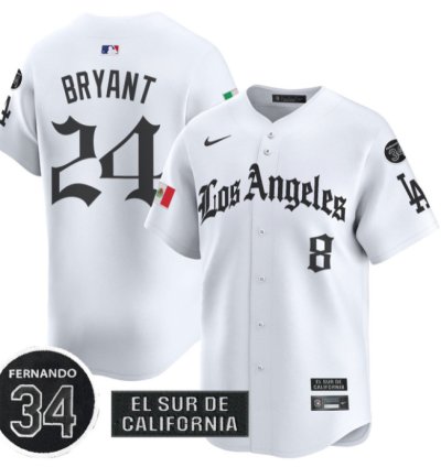 Kobe Bryant Jersey 24 Dodgers Mexico 2025 La Gothic Style Patch Premier Limited Stitched White