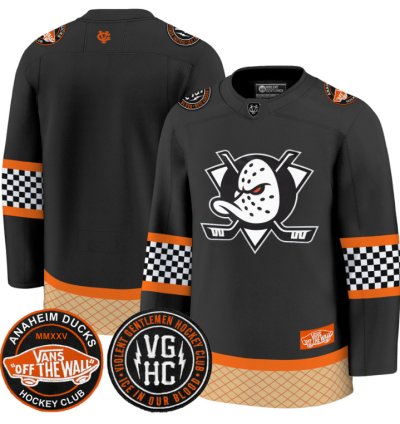 Team Jersey Anaheim Ducks Checkerboard 2025 Premium Stitched Black