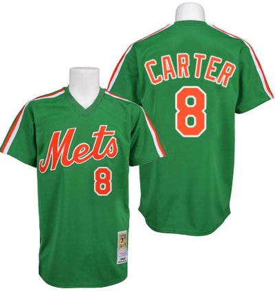New York Mets Gary Carter Green 1985 Throwback Pullover Jersey