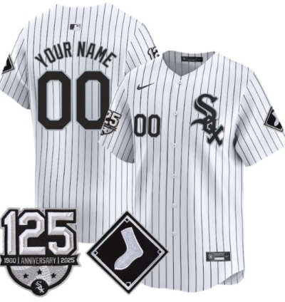 Custom Chicago White Sox Jersey Name Number 125th Anniversary Stitched White
