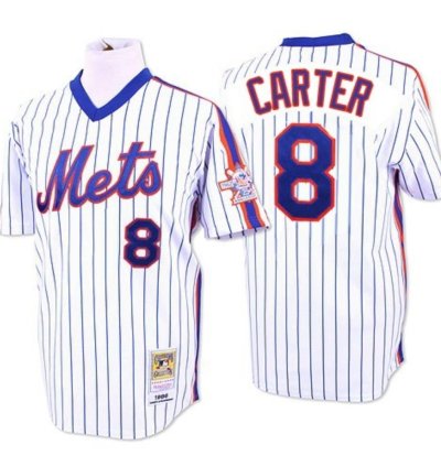 New York Mets Gary Carter White 1986 Throwback Pullover Jersey
