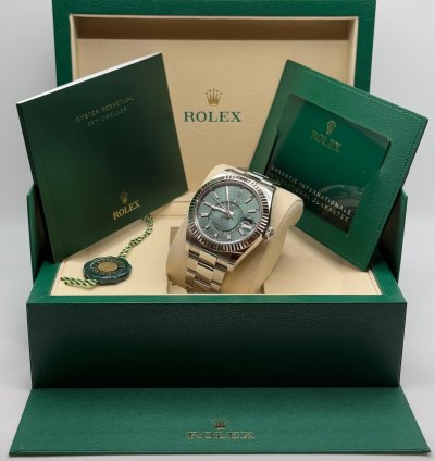 Rolex Sky-dweller New 2025 Mint Green Dial Oyster Bracelet - Fluted Bezel 42mm Stainless Steel