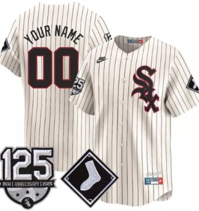 Custom Chicago White Sox Jersey Name Number 125th Anniversary Stitched Cream