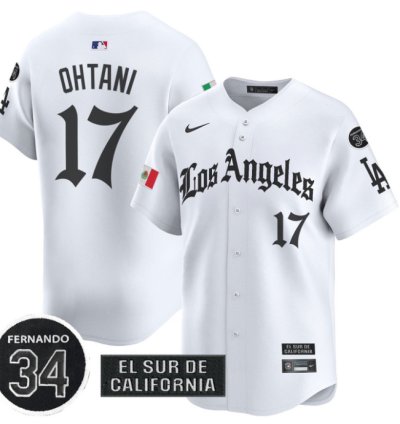 Shohei Ohtani Jersey 17 Dodgers Mexico 2025 La Gothic Style Patch Vapor Limited Stitched White