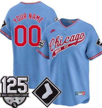 Custom Chicago White Sox Jersey Name Number 125th Anniversary Stitched Blue 1972