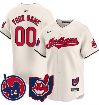 Custom Cleveland Indians Jersey Larry Doby Patch Vapor Premier Limited Stitched Cream