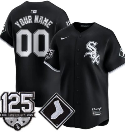 Custom Chicago White Sox Jersey Name Number 125th Anniversary Stitched Black