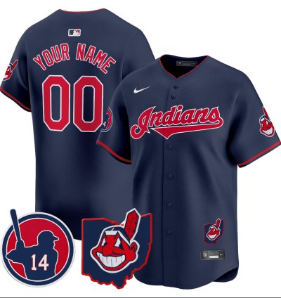 Custom Cleveland Indians Jersey Larry Doby Patch Vapor Premier Limited Stitched Navy