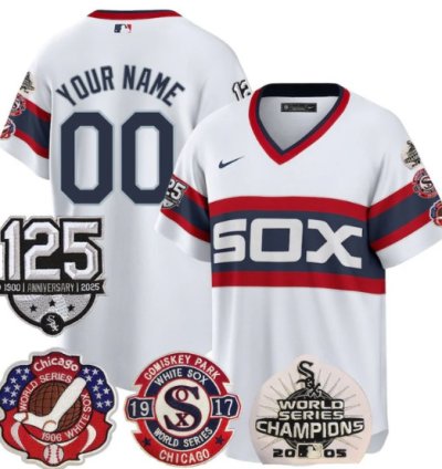 Custom Chicago White Sox Jersey 125th World Series Champions Stitched White 1983