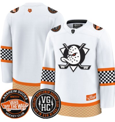 Team Jersey Anaheim Ducks Checkerboard 2025 Premium Stitched White